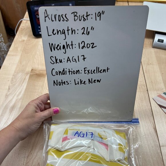 Mr Turk Mens Flamingo Stripe Sweater Yellow White Size XS - Picture 9 of 9